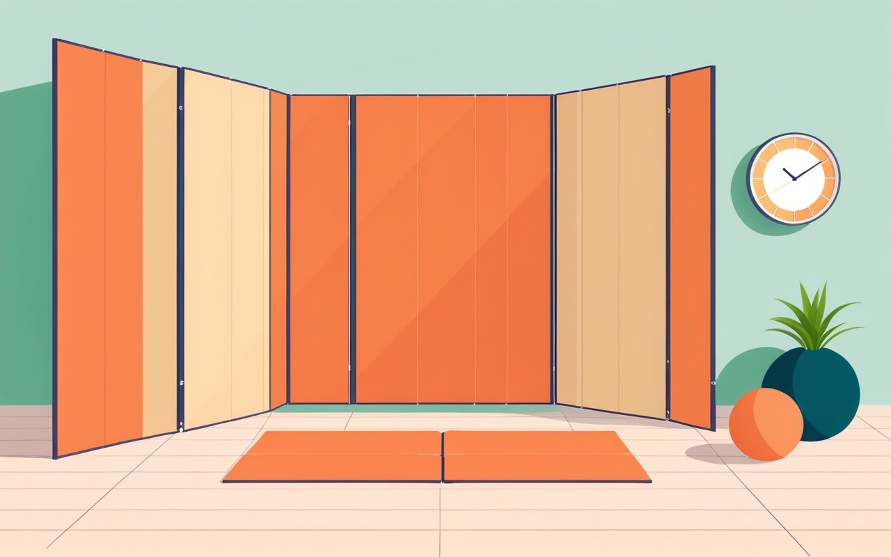 Создание зоны для йоги с использованием складных панелей для смены атмосферы и уединения