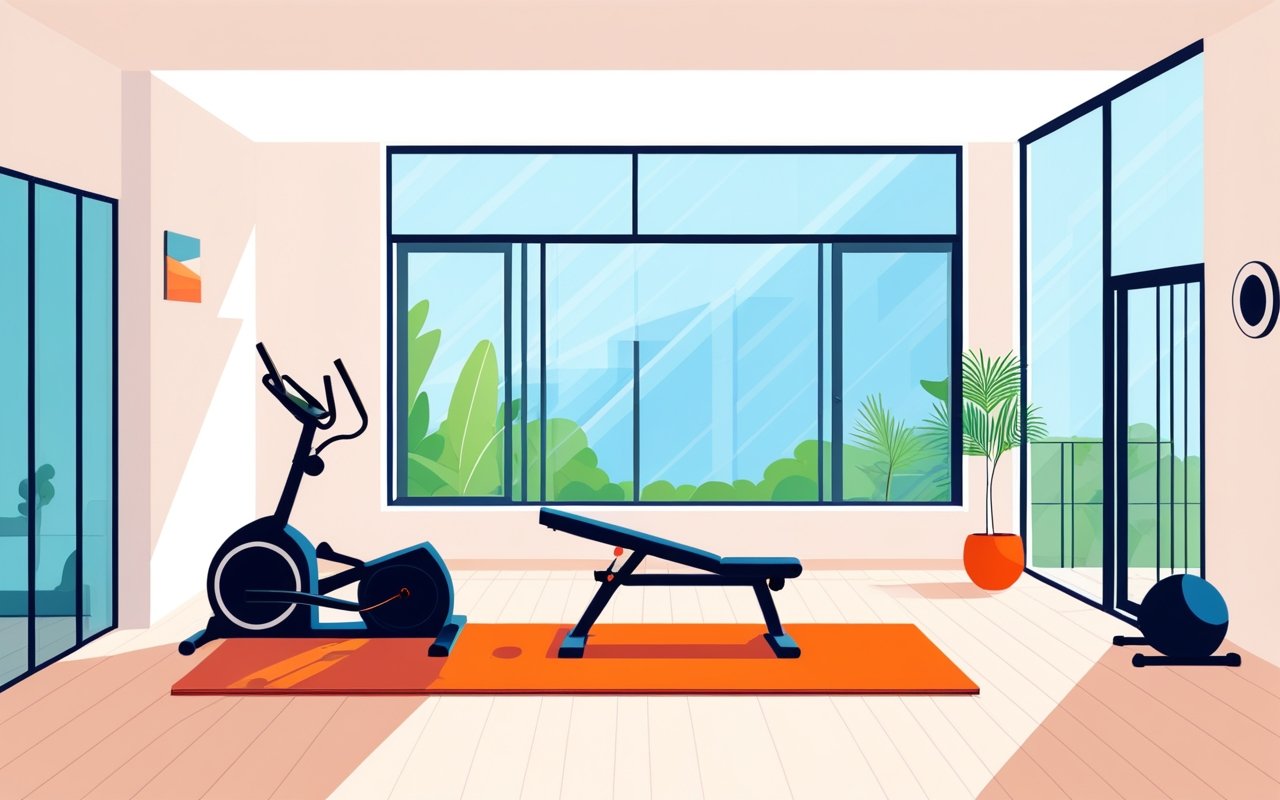 Эргономичное зонирование домашнего спортзала с учетом вентиляции и естественного освещения