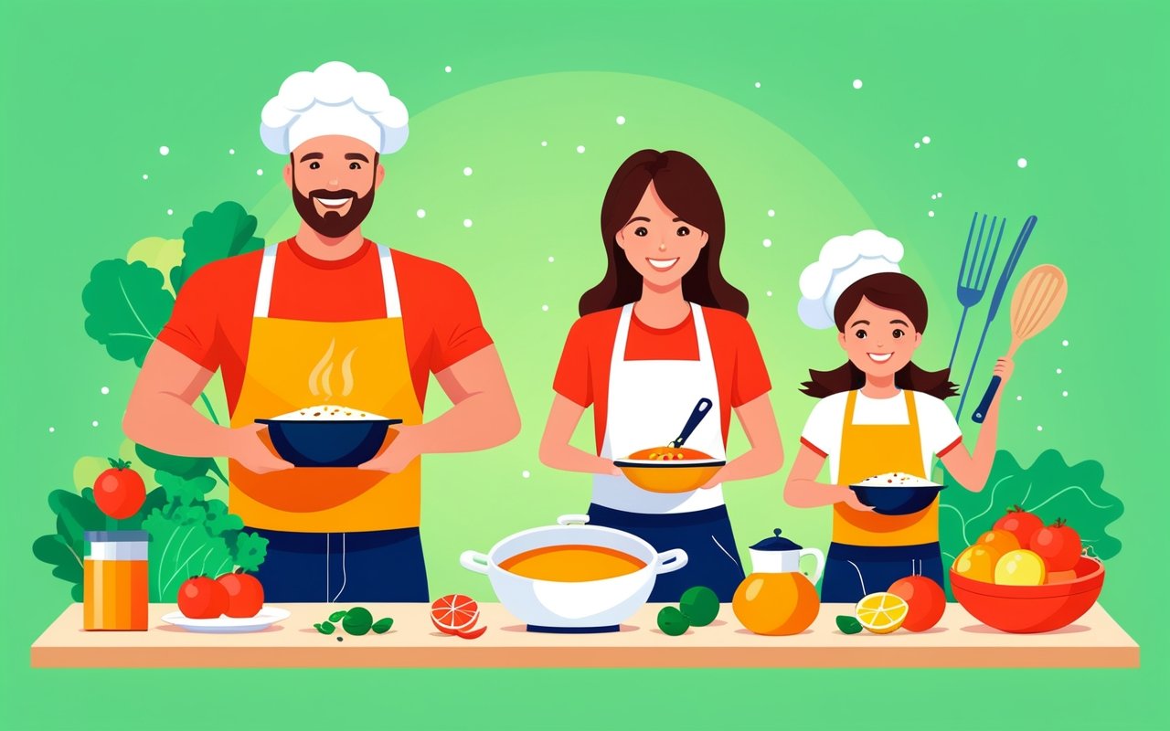 Семейные соревнования по готовке здоровой пищи как спортивное развлечение и создание традиций