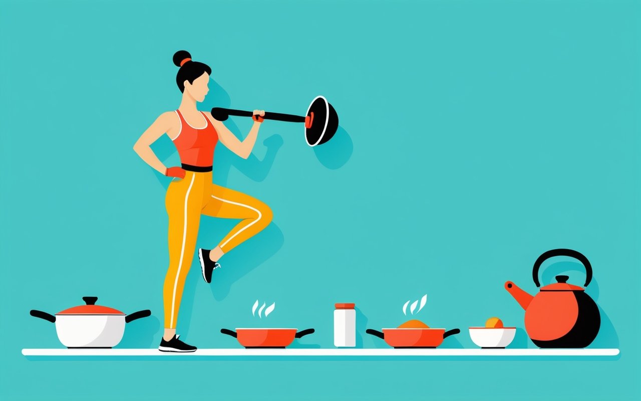 Комбинирование фитнеса и кулинарии: упражнения с использованием кухонной утвари для усиления тренировок
